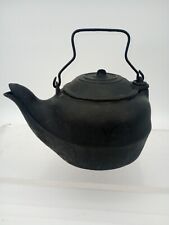 Antique Vintage Cast Iron Tea Kettle Black Pot No. 6 with Swivel Lid picture
