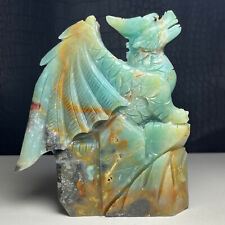 914g Natural Crystal  Specimen. Amazon Stone. Hand-carved Fly dragon .Gift .V2 picture