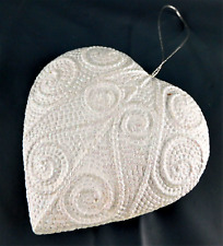 Sparkly White Puffy Heart Ornament Embellished 4