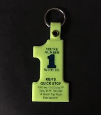 Vintage Keychain KEN’S QUICK STOP Key Ring #1 Fob DANE, WI. Made In USA picture