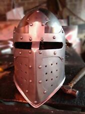 Medieval Great Templar Crusader Knight Helmet Costume preowned leather armor picture