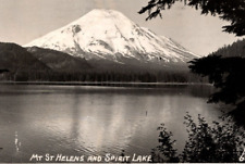 c1955 RPPC Beautiful Mount St. Helens & Spirit Lake ELLIS VINTAGE Postcard 3c picture
