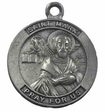 Vintage Catholic St Mark Pewter Tone Religious Medal picture
