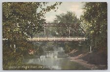 OLD BRIDGE ON MAPLE RIVER, IDA GROVE IN IOWA, IDA COUNTY IA POSTCARD c. 1920's picture