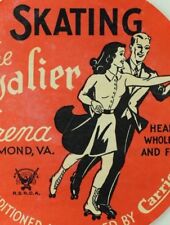 1930's-50's The Cavalier Arena Richmond, VA Roller Skating Label Vintage B5 picture