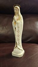 Vintage Virgin Mary Miraculous Medal Our Lady of Graces Nimbus Ceramic Gold 8.5
