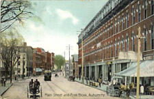 Auburn,ME Main Street And Rock Block Androscoggin County Maine Postcard 1C stamp picture
