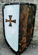 24''Medieval Knight Cross Viking Wooden Shield Battle Warrior Crusader LARP New picture