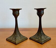 A Pair of Brass French Antique Candlesticks. Leaf And Berry Design. ￼ picture