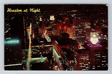 Houston TX-Texas, Aerial Of Houston At Night Vintage c1971 Souvenir Postcard picture
