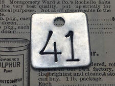 Number 41 Tag Aluminum Metal Cattle Tag Keychain Stamped Token Fob Mining Check picture