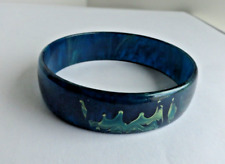 Vintage Bakelite Bangle Bracelet Marbled Blue (Blue Moon) Color picture
