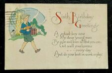 Vintage Collector Sixth Birthday Greeting Postcard Postmarked 1939 picture