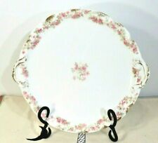 Gerard Dufraisseix & Abbot (GDA) French LIMOGES Pink Roses Cake Plate 10 1/4