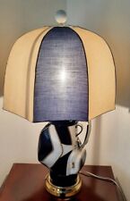 Vintage 1970s Dura Bag Golf Lamp With Blue & White Leather picture