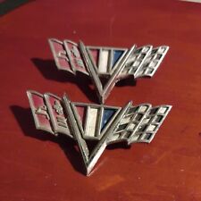 Vintage 1964-67 Chevy Fender Flag Emblem Pair picture