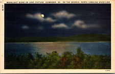 Vintage 1930s Moonlight on Lake Chatuge Night View Hiawassee Georgia GA Postcard picture