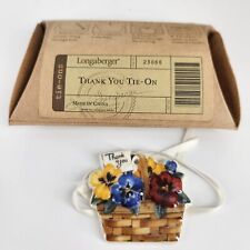 Longaberger 2004 Pottery Basket Tie On~Pansies in Spring Basket #23066 NOS w Box picture