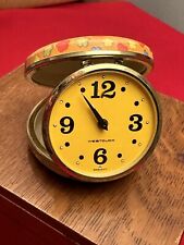 Vintage Westclox Travel Alarm Clock Germany Round Orange WORKING picture