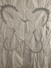 Vintage Linen Tablecloth White.  Battenburg Cutwork & Embroidery 65” x60” picture