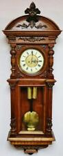 Outstanding Antique 8 Day Twin Weight Carved Oak Vienna Regulator Wall Clock picture