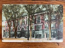 New Bank Block, Springfield, Vermont VT - Early 1900s Vintage Postcard picture