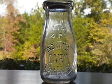 VTG 1938 INDIANA DAIRY COMPANY Pennsylvania PA EMBOSSED Half Pint MILK BOTTLE picture