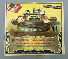 1893 ROAD MACHINE Western Wheel Scraper WORLDS FAIR Catalog Trade Card AURORA IL picture