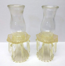 Vintage Plastic Candle Sticks Holders w/ Prisms & Glass Chimney Dart NYC 16 picture