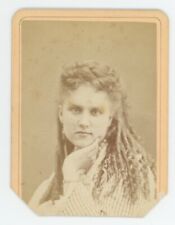 Antique ID'd CDV Circa 1870s Beautiful Woman Named Edna A Russell Portland, ME picture