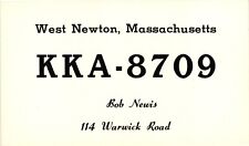 Vintage Postcard - QSL Citizen Radio Card KKA-8709 West Newton Massachusetts picture