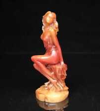 Chinese Hand-Carved Natural ShouShan Stone Statue People beauty Exquisite picture