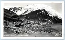 Juneau Alaska AK Postcard RPPC Photo Aerial View Mountain Winter Scene c1950's picture