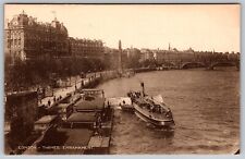 Thames Embankment London England River Walk Boat Monument Vintage Postcard picture