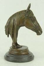Horse Lovers Real Bronze Horses Bust Sculpture Statue Equestrian Decor Artwork picture