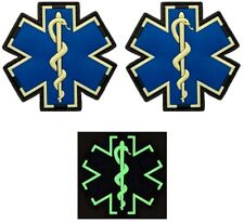 EMT Medic Ems Paramedic 3D PVC Rubber Patch ||2PC Hook Back GLOW DARK  2.5