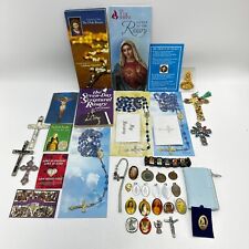 Catholic Lot 40 Rosaries Pins Pendants Literature Bookmark Bracelet Christianity picture