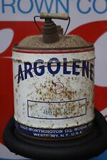 1960 ARGOLENE 5 GALLON METAL EMPTY CAN SIGN COLT-WORTHINGTON OIL WORKS NEW YORK picture