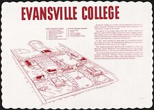 Vintage placemat EVANSVILLE COLLEGE campus pictured with history Indiana n-mint picture