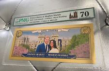 Very Rare PMG70 Prince Harry and Meghan Markle Royal Wedding 24K Gold Aurum Note picture