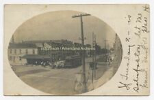 KNIGHTSTOWN, Ind. ~ Interurban, tin shop trade sign~ 1908 RPPC postcard, Indiana picture