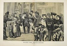 ENGLAND British Museum Crowd with Police, Huge Double-Folio 1870s Antique Print picture