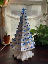 Very large white and Blue Vintage Ceramic Christmas Tree picture