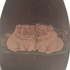 Recipe Holder Vintage Iron Shaped with Pig Graphic Wooden Kitchen Kitsch Easel picture