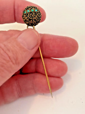 Antique Gold Fill Etruscan Turquoise Hatpin Stick Pin BIN picture