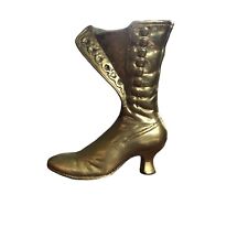 Cast Brass Posy Holder Boot Antique Victorian C1900 picture