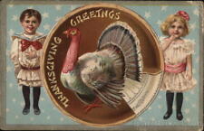 Children 1905 Thanksgiving Greetings Antique Postcard 1c stamp Vintage Post Card picture