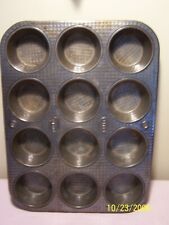Vintage OVENEX EKCO X120 ~ Cupcake / Muffin Pan ~ 12 Count ~ Waffle Pattern picture