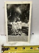 Vintage Photo Snapshot Of Young Couple Holding Hands In Bathing Suits  picture