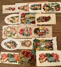 1880's LOT of 16 VICTORIAN CALLING CARDS DIE CUT SCRAP EMBOSSED ANTIQUE picture